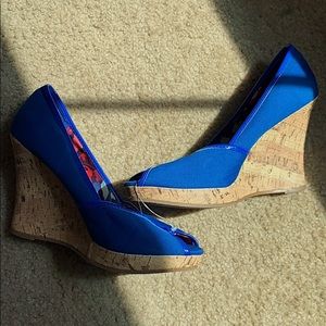 NWOT Charlotte Russe Blue Cork Wedges